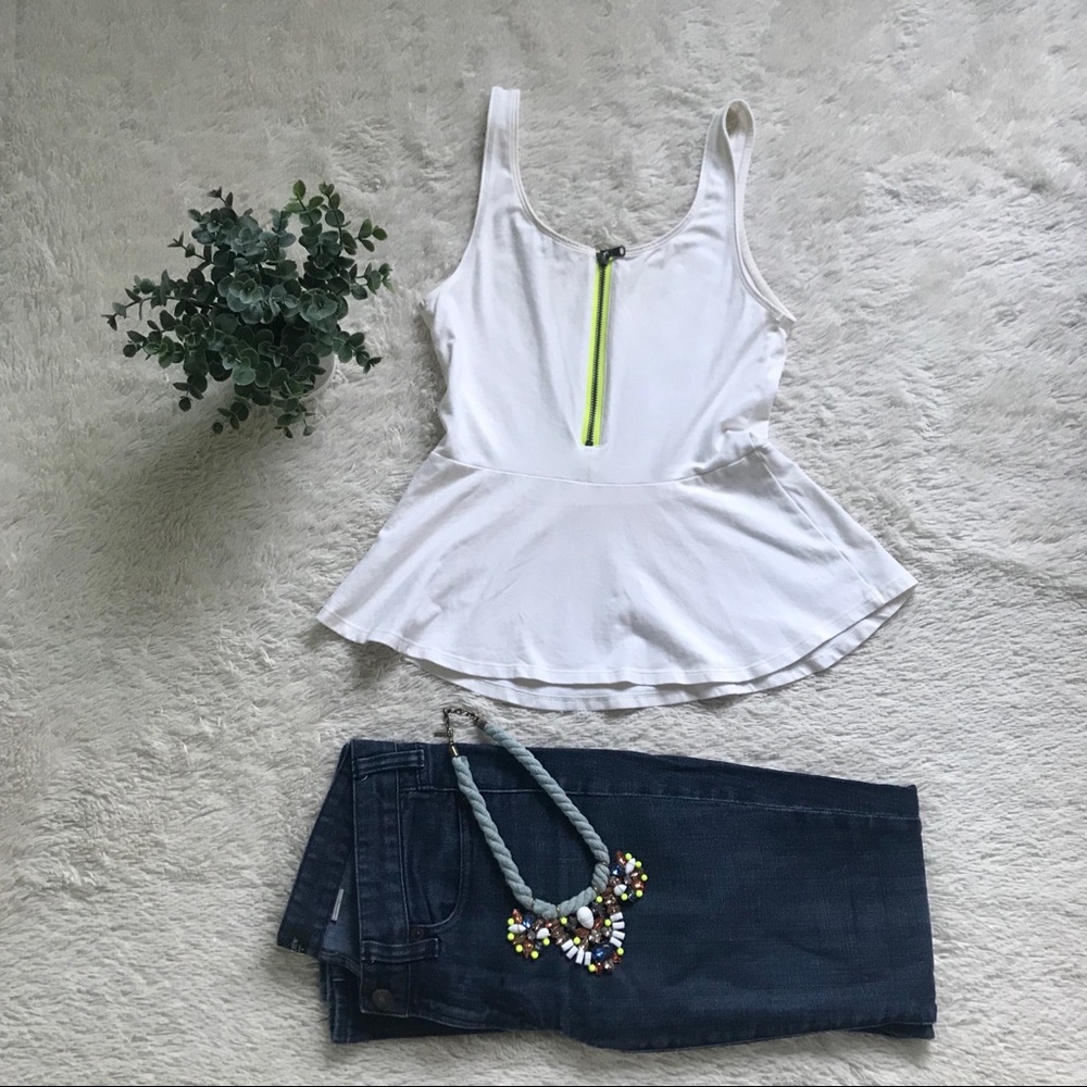 Express Peplum Tank Top with Neon Zip